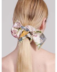Hayley Menzies Aquarela Cotton Scrunchie With Bow in Blue hair clips and hair accessories Womens Accessories Headbands 