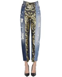 Dolce & Gabbana Denim Jeans With Brocade Bands in Blue - Lyst