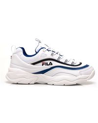 Fila White Navy And Red Ray Low Shoes for Men - Lyst