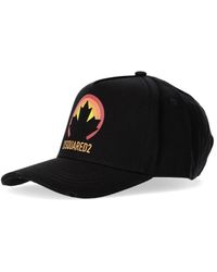 DSquared² Cotton Dsqua2 Sunset Leaf Cap in Black for Men Mens Accessories Hats 