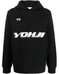 Y-3 Logo-print Cotton Hoodie - Black