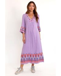 Aspiga Ali Embroidered Organic Cotton Dress | Lilac - Purple