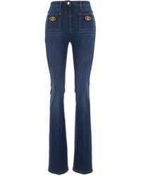 Elisabetta Franchi Denim Taillenhohe Skinny-Jeans in Blau Sparen Sie 19% Damen Bekleidung Jeans Röhrenjeans 