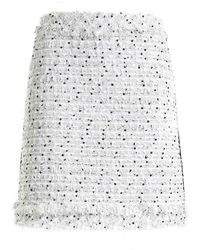 Karl Lagerfeld Fringes Bouclé Skirt - White