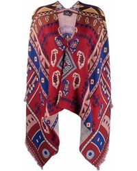 Etro Wolle Maxi-poncho Aus Wollmischung Mit Logodruck Damen Bekleidung Pullover und Strickwaren Ponchos und Ponchokleider 
