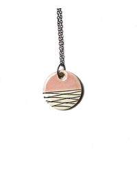 Isla Clay Ceramic Small Round Pendant Necklace - Pink