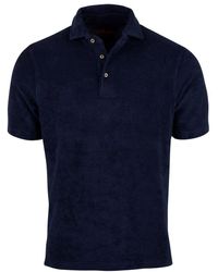 Stenströms Navy Cotton Terry Towelling Polo Shirt 4400482484180 - Blue