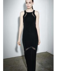 INTROPIA Mesh Detail Long Evening Dress - Black