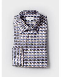 Eton of Sweden Slim Fit Geometric Pattern Shirt (blue)