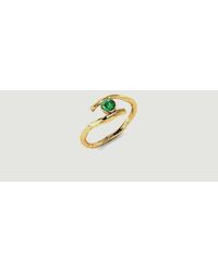 Ines De La Fressange Paris Bois De Myrte Ring With Emerald Or Jaune Paris - Metallic