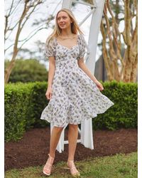 Lucy Paris Meadow Floral Dress In Floral - White
