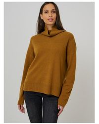 Repeat Cashmere Cashmere Slouchy Roll Neck - Brown