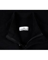 Mens Clothing Sweaters and knitwear Zipped sweaters Stone Island Wool 1/4 Zip & Button Knit Black for Men 