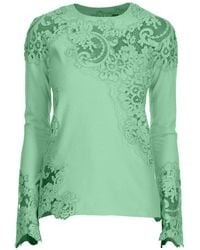Ermanno Scervino Long Sleeve Lace T Shirt - Green