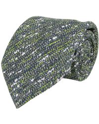 Bottega Veneta Splatter Pattern / White / Brown Cotton Silk Striped Tie 376672 2067 - Green