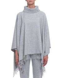 Womens Clothing Jumpers and knitwear Ponchos and poncho dresses Natural Fabiana Filippi Other Materials Poncho in Beige 