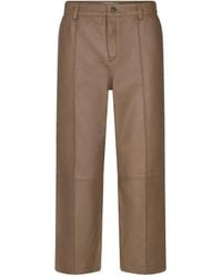 Mos Mosh Como Cropped Leather Trouser - Toasted Coconut - Brown
