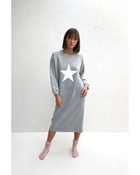 Chalk Marl Sweatshirt Star Dress - Grey
