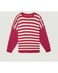 PARISIENNE ET ALORS Savart Loose Striped Sweater Colore - Red
