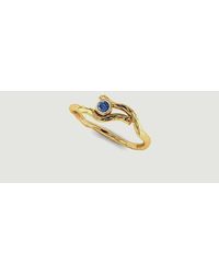 Ines De La Fressange Paris Bois De Santal Ring With Blue Sapphire Or Jaune Paris - Metallic