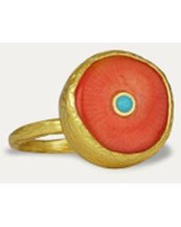 Ottoman Hands Amalfi Coral Cocktail Ring - Blue