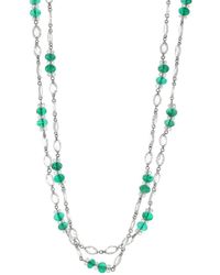 Fred Leighton Rose Cut Diamond And Emerald Bead Necklace - Metallic
