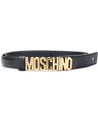 Womens Belts Moschino Belts Moschino Logo Lettering Leather Belt in White Save 1% 