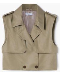 A Line Olive-beige Cropped Trench Vest - Multicolour