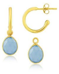 Auree Auree Manhattan Gold & Chalcedony Interchangeable Gemstone Earrings - Multicolour
