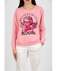 Blugirl Blumarine Felpa In Cotone Con Stampa - Pink
