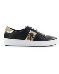michael michael kors irving python embossed stripe leather sneaker
