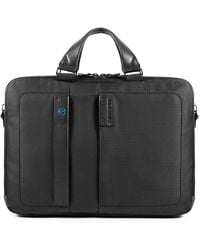 Piquadro Briefcase With Two Handles For Computer And Ipad With Bottle Holder Or Umbrella Holder P16 - Black
