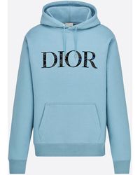 Dior Christian And Peter Doig Oversized Hooded Sweatshirt Blue
