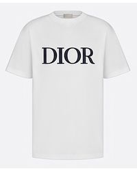 Dior Christian Oversized Embroidered Logo T-shirt White - Black