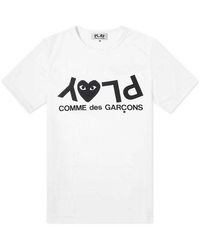 Comme des Garçons - Comme Des Garcons Play Inverted Text Logo T-shirt White Black - Lyst