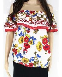 Gibson Blouse Xs Off-the-shoulder Floral-print - Red