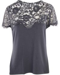 Elie Tahari Top With Lace Collar - Black