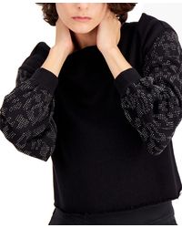 INC Sweatshirt Small S Embellished Sleeve Pullover - Black
