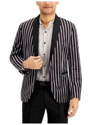 INC Sport Coat Medium M Slim-fit Velvet Striped - Black