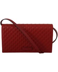 Gucci Calf Leather Micro GG Ssima Crossbody Bag One Size - Red