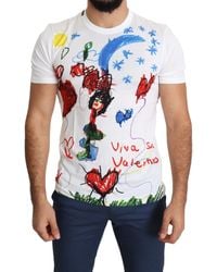 Dolce & Gabbana Kids Drawing Print Cotton T-shirt - White