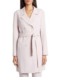 Tahari Trench Coat Pale Pink Size 2p Petite Notched-lapel