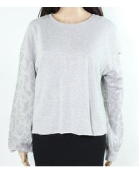 INC Sweatshirt Large L Pullover Embellished Sleeve - Gray
