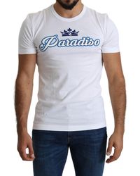 Dolce & Gabbana White Cotton Top Paradiso Crown T-shirt