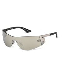Versace Shield Metal Sunglasses Silver / Grey Mirror