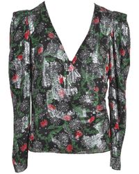Patrizia Pepe - Printed Long Sleeve Silk Blouse With Low-Cut V-Neck - Lyst
