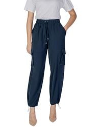 Liu Jo - Lace-Fastened Polyester Trousers With Side Pockets - Lyst