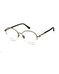 Jimmy Choo - Round Metal Eyeglasses Gold Black/clear Demo Lens - Lyst