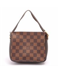Louis Vuitton Pre Loved Damier Ebene Canvas Leather Make Up Toiletry Pouch - Brown
