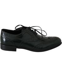 Dolce & Gabbana Leather Broque Oxford Wingtip Shoes - Black